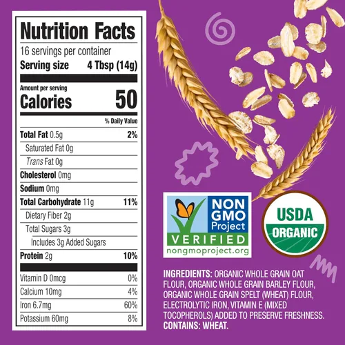 Vista 2 de Earth's Best Comida Orgánica para Bebés, Cereal Orgánico de Grano Entero Multi-Grano para Bebés, Sin OMG, Comida para Bebés Fácilmente Digestible