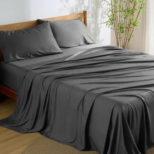 Vista 10 de Bedsure - Juego de sábanas tamaño individual, refrescantes, rayón derivado del bambú, transpirables y suaves, sábanas y fundas de almohada tipo