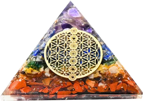 Vista 17 de Amazing Gemstone Pirámide de orgón grande Cristal natural de pirámide de chakra Pirámide de orgonita de metatrón de chakras Pirámides