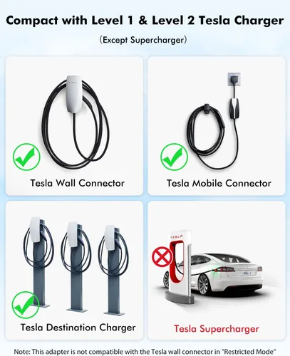 Vista 6 de Adaptador NACS a J1772, adaptador de carga de EV J1772 máximo de 80 amperios 250 V J1772 para cargador Tesla, compatible con conector de pared