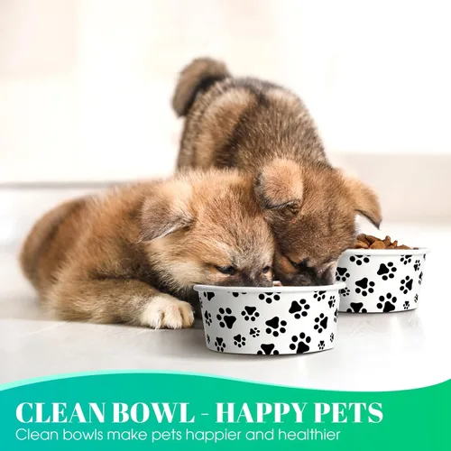 Vista 6 de Potchen 30 cuencos desechables para perros de 12 onzas, alimentos pequeños para mascotas con platos impresos para mascotas pequeñas, cuencos