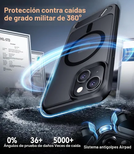 Vista 5 de Temdan Funda para Samsung Galaxy Z Fold 8, compatible con MagSafe, protector de pantalla HD integrado y función atril, protección de bisagra Negro