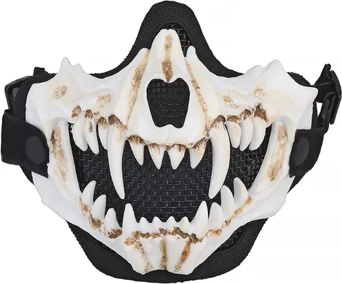 Vista 19 de Máscaras de media cara Airsoft Máscara táctica de protección facial con malla para Halloween, Paintball, CS, Caza