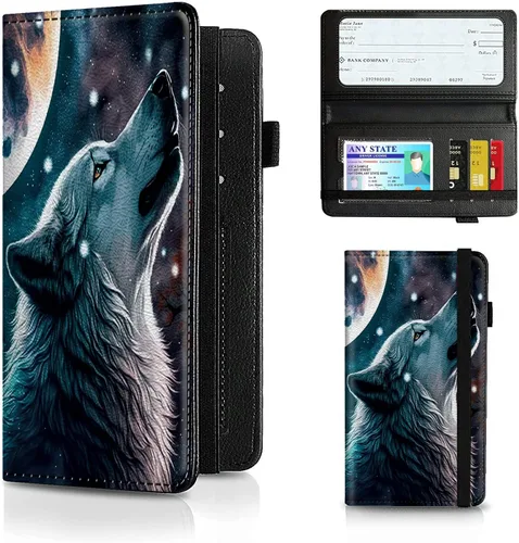 BREIDMKFM Fundas para chequera para hombres y mujeres, cartera de cuero RFID con ranuras para tarjetas de crédito, soporte de cheques duplicados