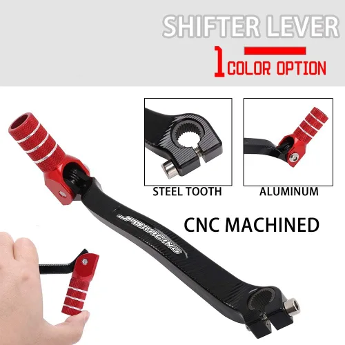 Vista 6 de JFG RACING Estriberas para motocicleta con pedal + palanca de cambios para CRF250R 2010-2017 Dirt Bike, rojo