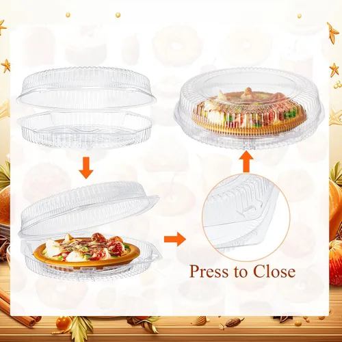 Vista 4 de Soaoo 100 recipientes de plástico desechables de 9 pulgadas con tapa, hermético, a prueba de fugas y apilable, recipientes para flan con tapas