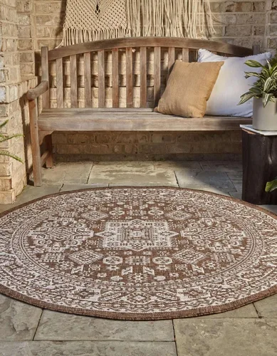 Vista 319 de Unique Loom Outdoor Aztec Collection Alfombra de área, Chalca (7 pies 10 pulgadas, cuadrada, azul/marfil)