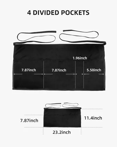 Vista 2 de Argstar 2 Pack Server Apron with 4 Pockets, Waitress Waiter Waist WaterDrop Resistant Short Aprons