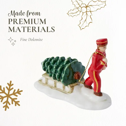 Vista 4 de Spode Árbol de Navidad Aldea en Miniatura Decoración Figural de Bell Hop, Figurina Navideña, Decoración Navideña Festiva de Mesa, Acento