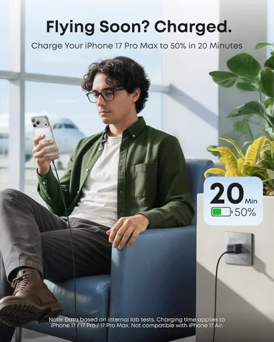 Vista 3 de Anker Cargador Nano, Carga Rápida de 45W, Enchufe Compacto y Plegable, Bloque Cargador USB C para iPhone 17 Series, MacBook, Pixel 9, iPad, Samsung