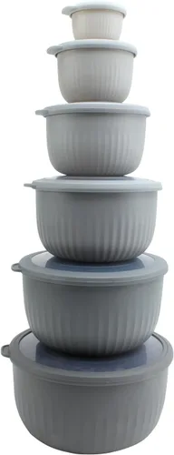 COOK WITH COLOR Tazones de preparación con tapas, juego de cuencos pequeños de plástico anidables anchos y profundos con tapas, juego de 12 piezas,