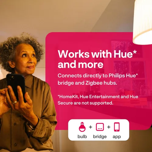 Vista 5 de innr Bombillas inteligentes, A19 Zigbee, funciona con Philips Hue* y Alexa (requiere puente), bombilla blanca suave, regulable, bombilla LED E26