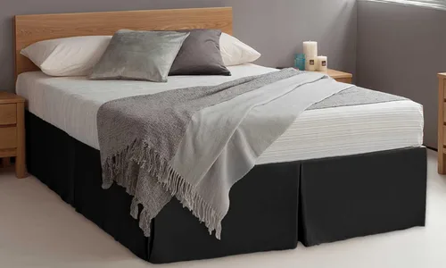 Vista 2 de LUX Décor - Faldas de cama de tamaño individual de 16 pulgadas de caída, falda de cama plisada de microfibra cepillada (negro)
