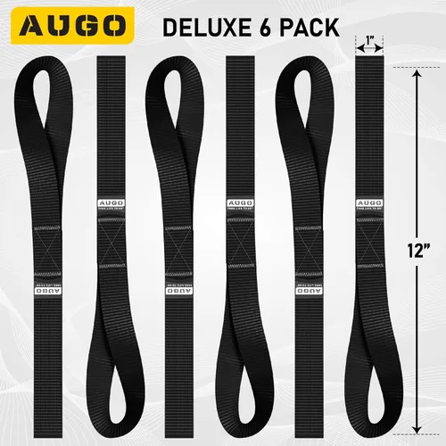 Vista 4 de AUGO Correas de amarre suaves – capacidad de carga de 1,500 libras y resistencia a la rotura de 4,500 libras – paquete de 6 – bucles para asegurar