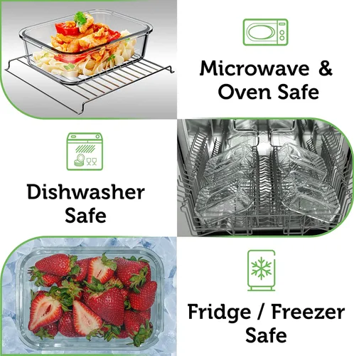 Vista 3 de Glass Food Storage Containers with Bamboo Lids (4 Pack, 36 Ounce) Eco Friendly Meal Prep Containers Airtight – Plastic Free, BPA Free