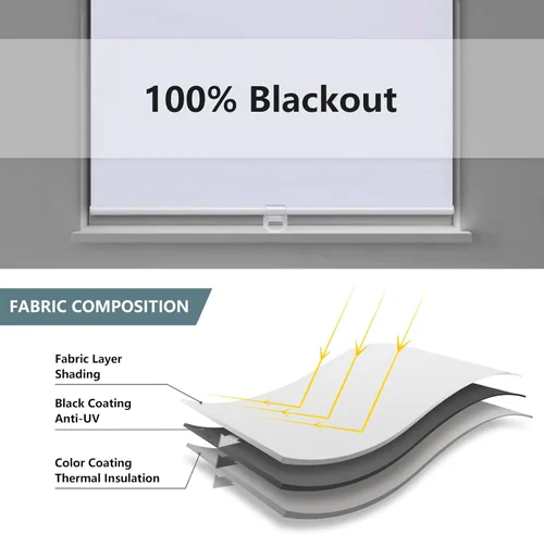 Vista 4 de AOSKY Persianas Enrollables Sin Cordón Opacas para Ventanas, Persianas Oscurecedoras de Habitación Enrolladas con Sistema de Resorte, Protección UV