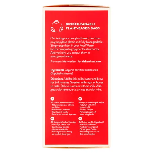 Vista 4 de TICK TOCK TEAS - Bolsas de té Rooibos orgánico, té Rooibos orgánico original, 40