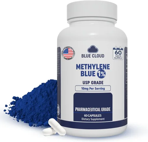 BLUE CLOUD Cápsulas de azul de metileno - Grado farmacéutico USP, 60 cápsulas, pureza del 99.9%, probado por terceros, sin formaldehído, suplemento