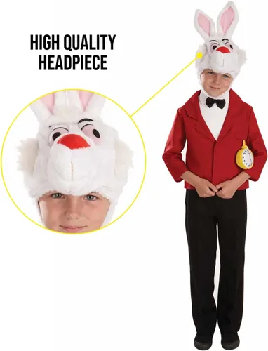 Vista 4 de fun shack Disfraz de conejo blanco para niños, disfraz de conejo blanco para niñas, disfraz de conejo blanco para niñas, disfraz de conejo para niños