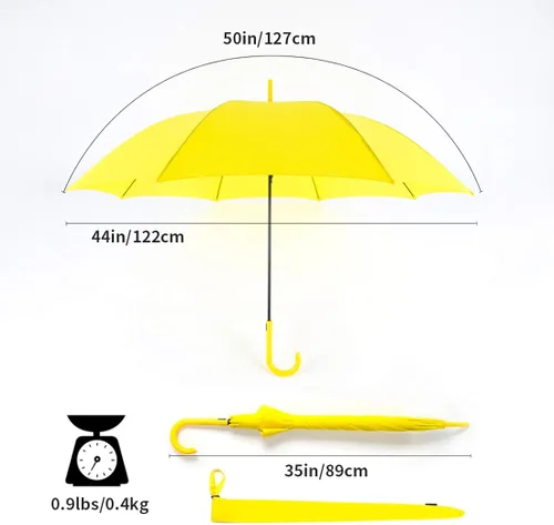 Vista 7 de RUMBRELLA Paraguas UV Stick Auto Open UPF 50+ con mango de gancho J 50 pulgadas