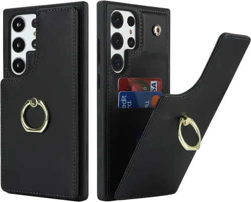 Vista 56 de Lipvina Funda para Samsung Galaxy A03s con tarjetero, Galaxy A03s para mujer, tarjetero de crédito, soporte con anillo, bonita funda para teléfono