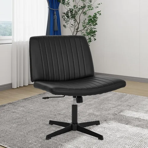 Vista 9 de Silla de oficina Criss Cross - Asiento ancho, sin brazos, altura ajustable, tela, beige