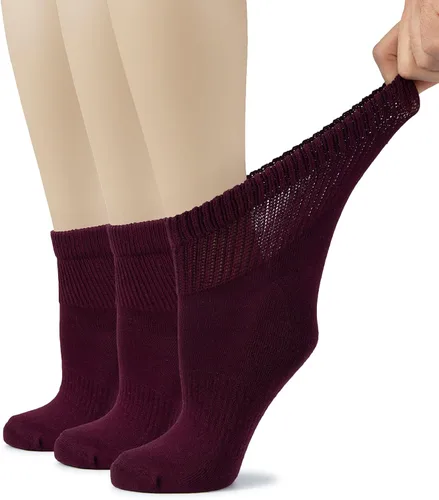 Vista 31 de Hugh Ugoli Calcetines tobilleros de algodón para mujer para diabéticos, anchos, sueltos, elásticos, puntera sin costuras, semiacolchado superior sin
