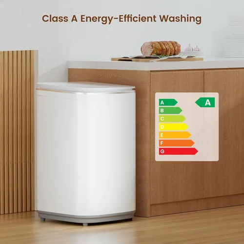 Vista 3 de HAVA Lavadora portátil, pequeña lavadora de 0.8 pies cúbicos de capacidad, totalmente automática con 8 ciclos de lavado, botón táctil y pantalla