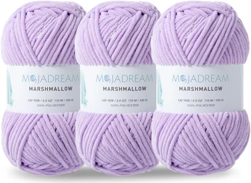Vista 5 de 3PCS Hilo de Chenille de 3.5oz para Mantas Amigurumi: Hilo de Terciopelo Suave para Bebé Tejido y Ganchillo Voluminoso 5# Hilo 3 Madejas de 100g
