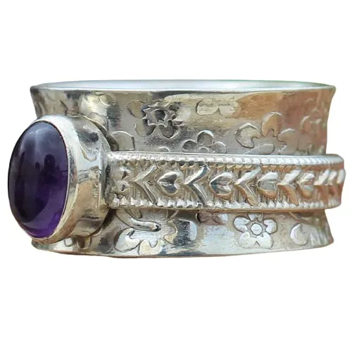 Amethyst Spinner Ring Anxiety Silver Spinner Ring Fidget Spinner Ring For Women Handmade Spinner Ring Sterling Silver 925