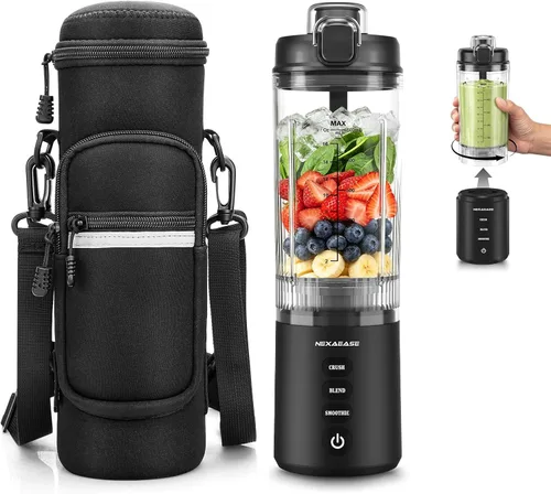 Licuadora portátil exprimidor personal para batidos batidos con funda GZ50-3+Funda negra