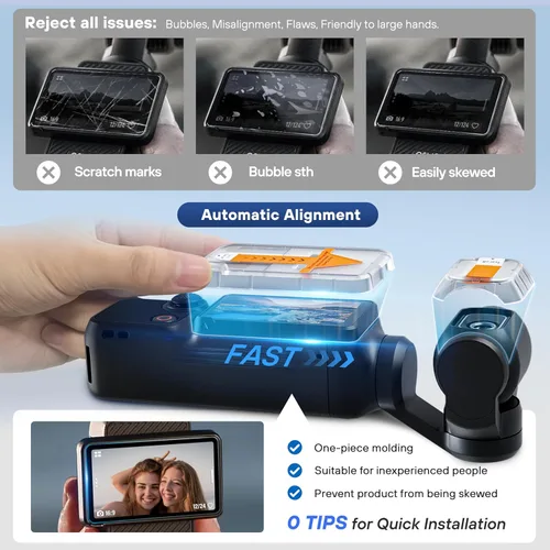 Vista 2 de Tomat Protector de pantalla AR para DJI Pocket 3 accesorios con kit de instalación de alineación automática, película protectora de pantalla