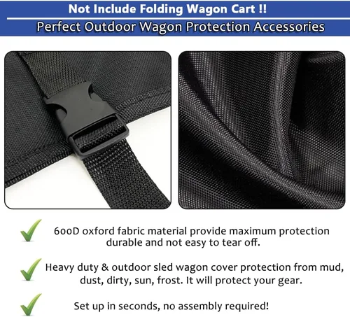 Vista 3 de Cubierta de Vagón Plegable Compatible con Carrito de Exterior y Jardín, Accesorios Antipolvo, 600D Resistente, 22"x17