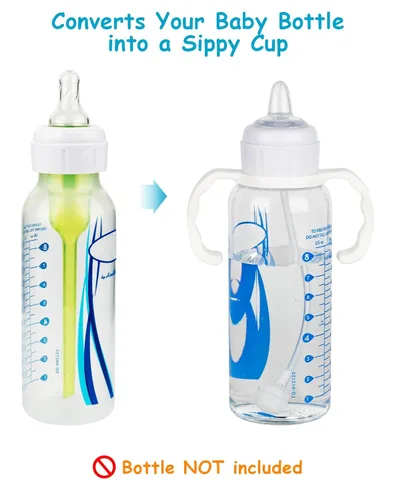 Vista 2 de Kit de conversión de vaso para biberones de vidrio estrechos y estrechos de Dr. Browns, kit de transición a prueba de derrames con boquilla