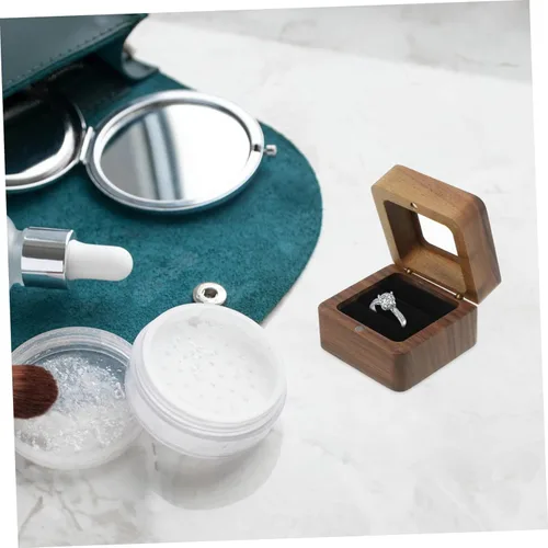 Vista 5 de Cabilock Caja de 2 piezas para anillos de boda, caja de anillo de compromiso, soporte para anillos de almacenamiento, soporte de anillo