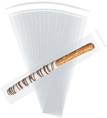 Morepack Bolsas de celofán autosellables, 2 x 10 pulgadas, 100 bolsas transparentes para barra de pretzel, bolsa resellable para embalaje, paletas