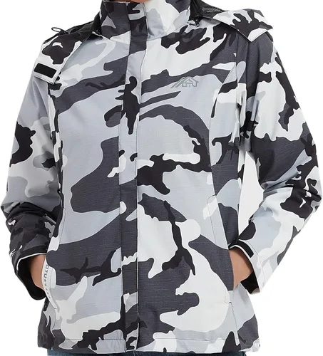 Vista 6 de OTU Chaqueta impermeable para mujer, ligera, impermeable con capucha para senderismo, viajes al exterior.