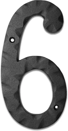 Vista 45 de NACH JS-RN4-0 números rústicos de casa de hierro fundido, 4 pulgadas, negro