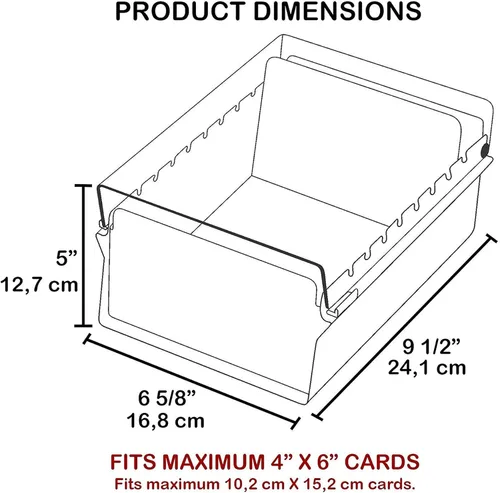 Vista 6 de Acrimet Organizador de archivos de 4 x 6 tarjetas, base de metal, resistente (tarjetas de índice AZ y divisor incluidos)