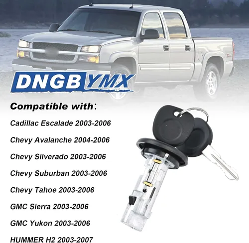 Vista 2 de Cilindro de cerradura del interruptor de encendido con par de cilindros de cerradura de puerta delantera compatible con Chevy Silverado Suburban GMC