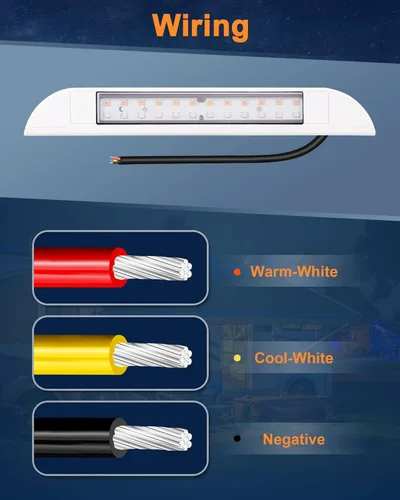 Vista 3 de Raycharm Lámpara LED de 10" para Toldo de RV y Barco Marino, Accesorio de Luz de Utilidad para Porche, Ángulo Descendente de 40°, Haz Ámbar/Blanco