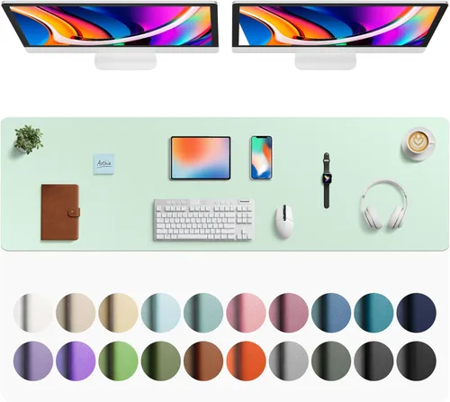 Vista 265 de Aothia Protector de Escritorio de Cuero, Alfombrilla para Ratón, Alfombrilla de Escritorio de Oficina, Secante de Escritorio de Cuero PU