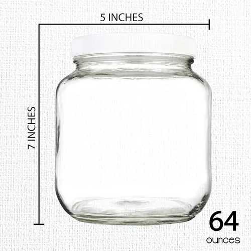 Vista 2 de kitchentoolz Tarro de masón de medio galón - Tarro de vidrio de boca ancha de 1/2 galón con tapa - Envases de almacenamiento de vidrio herméticos
