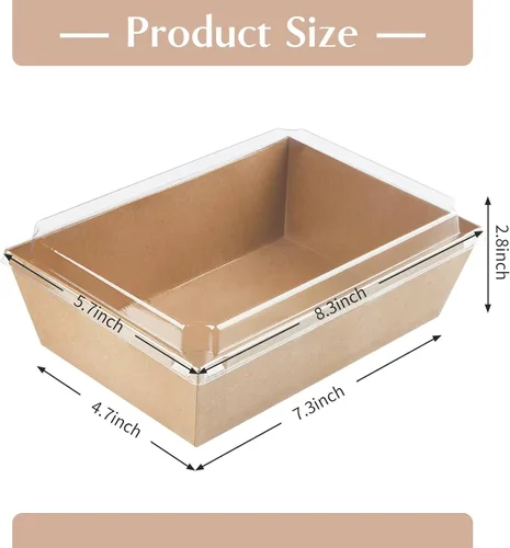 Vista 2 de ZORRITA Cajas de embutidos de papel de 8 x 6 pulgadas con tapas transparentes, paquete de 20 cajas desechables grandes para llevar de panadería