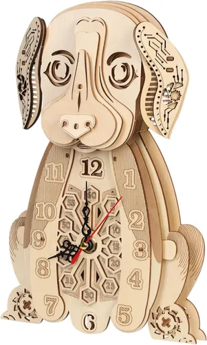 Vista 9 de Rompecabezas 3D para adultos Kit modelo Reloj Gato Reloj de madera para escritorio para niños Decoración para regalo de cumpleaños/Día de Navidad