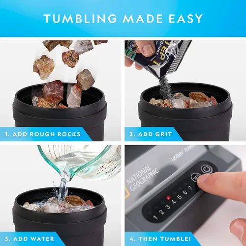 Vista 3 de Kit de Recambio para Vaso de Roca de National Geographic - Mezcla de 1 Libra de Rocas de Ágata Rugosa Genuina para Voltear - Suministros para Vaso