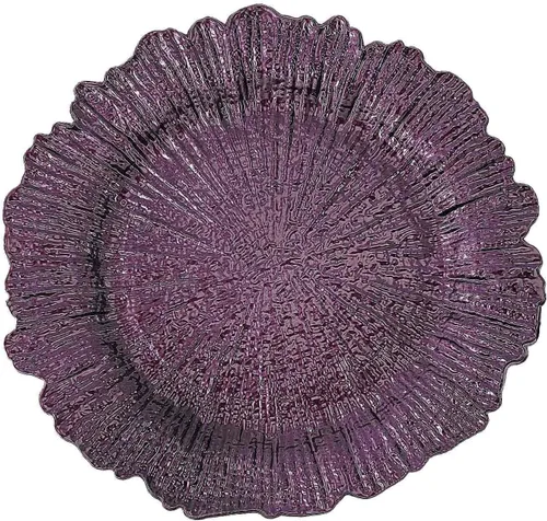 Vista 7 de Efavormart - Paquete de 6 platos de carga redondos de plástico morado de 13 pulgadas, con borde con volantes, para bodas, eventos