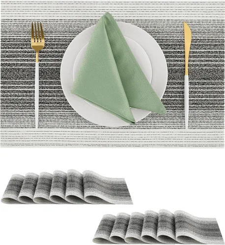 Vista 149 de Leetaltree - Juego de 4 manteles individuales beige, antideslizantes, resistentes al calor, para mesa de comedor, lavables, duraderos, de PVC