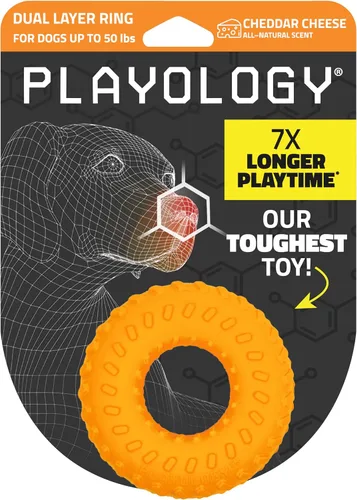 Vista 9 de Playology Juguetes para Perros Anillo de Doble Capa Juguete de Masticar Duradero para Masticadores Agresivos Pequeño Juguete Perfumado