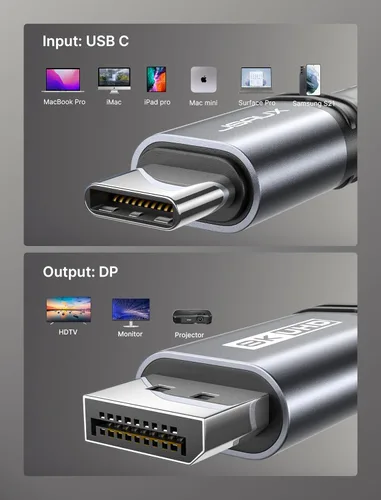 Vista 6 de JSAUX Cable USB C a DisplayPort 1.4 [8K @60Hz 4K @144Hz 2K @240Hz], cable tipo C a DP 1.4 32.4 Gbps compatible con MacBook Pro/Air, iPad Pro